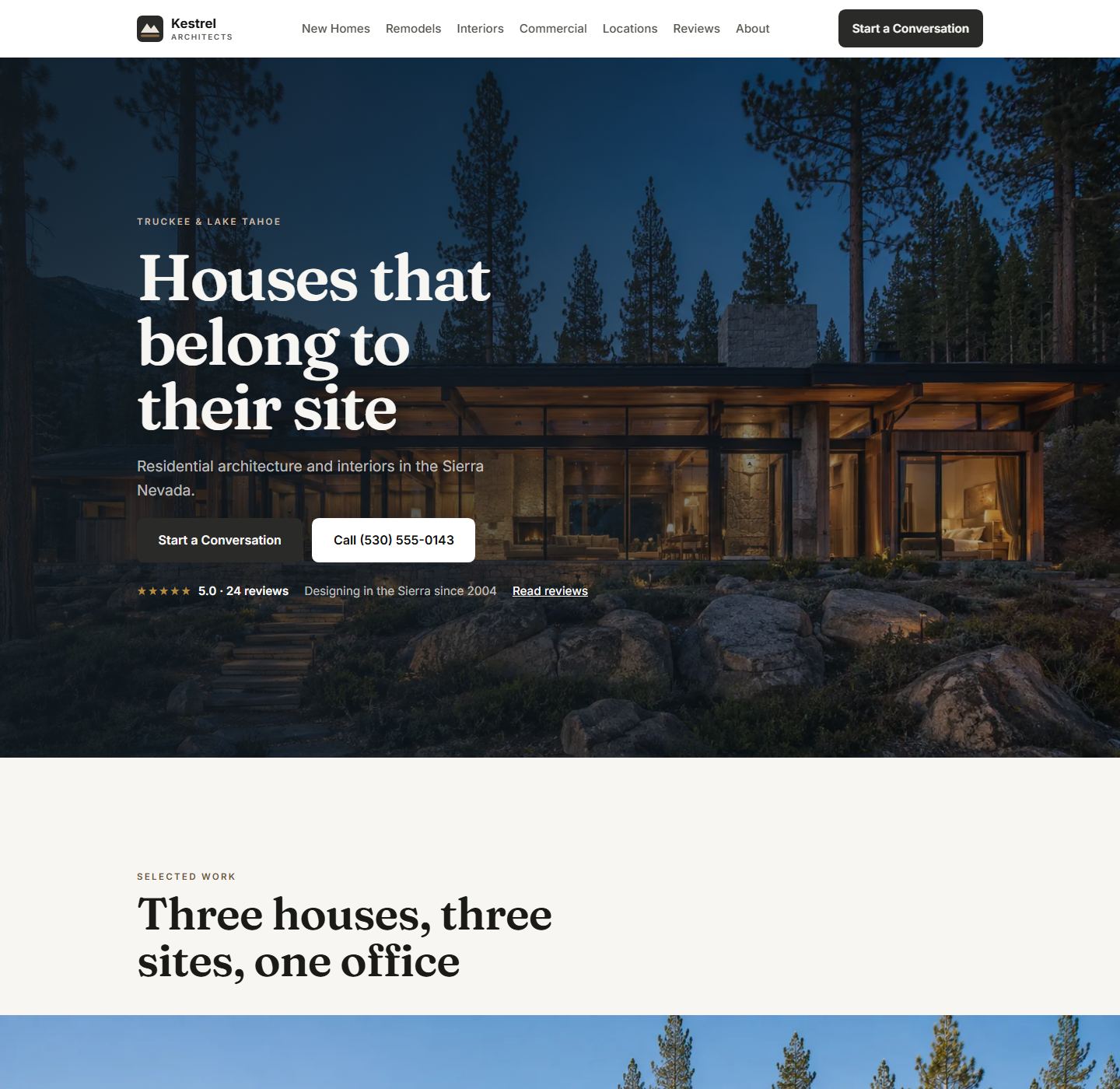 Homepage of the architecture & visual studios demo site