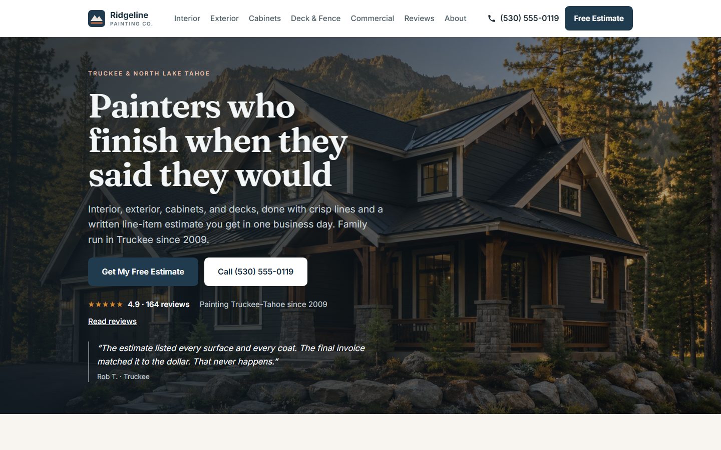 Homepage of the painting demo site