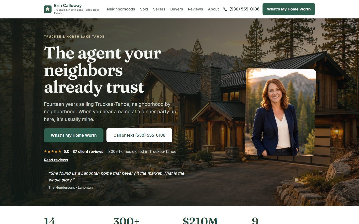 Homepage of the real estate demo site