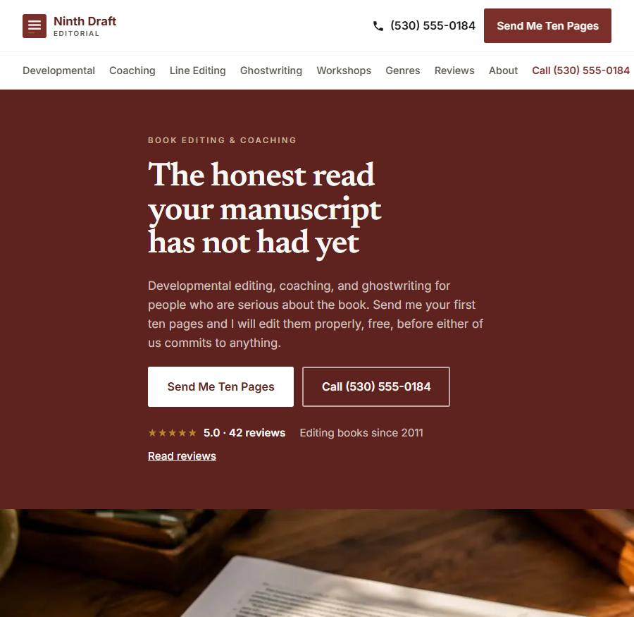The same demo site in the Split design style
